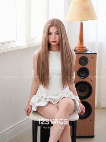 Tóc dài thẳng siêu da LACE - Hai mái dài - Nâu vàng sữa 51244