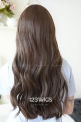 Tóc giả nguyên đầu - Xoăn gợn sóng - Mái ngang - Nâu mocha - 51253