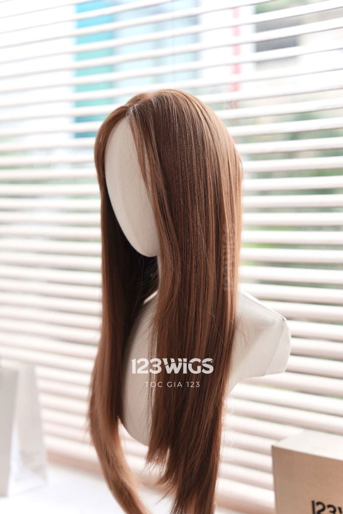 Tóc giả Lace U2 - Thẳng dài - Hai mái layer - Màu nâu vàng 61196
