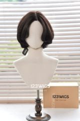 Tóc ngắn xoăn nhẹ uốn cụp siêu da LACE - Mái bay - Nâu đen 31192