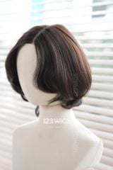 Tóc ngắn xoăn nhẹ uốn cụp siêu da LACE - Mái bay - Nâu đen 31192