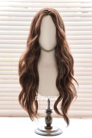 Bộ tóc giả nguyên đầu lưới Da LACE U2 - Dài ngang lưng - Xoăn sóng lơi - Màu nâu caramel 61187