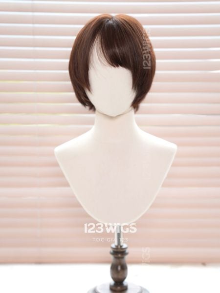 Tóc thật bob, tém ngắn, nam nữ tomboy - Nâu đỏ 21210