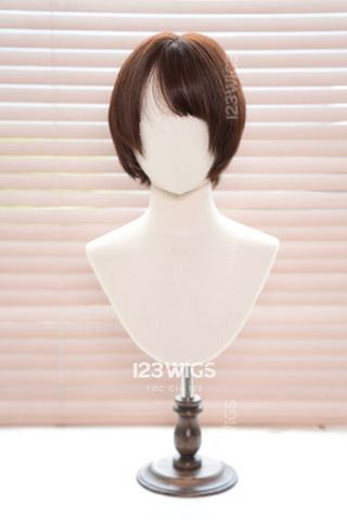 Tóc thật bob, tém ngắn, nam nữ tomboy - Nâu đỏ 21210