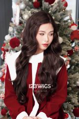Tóc giả Lace U2 - Xoăn lọn to - Hai mái dài - Màu nâu socola 61228