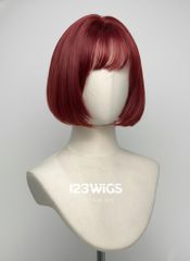 Bộ tóc giả nguyên đầu tơ cao cấp - bob ngắn mái thưa, màu đỏ rượu - 31172