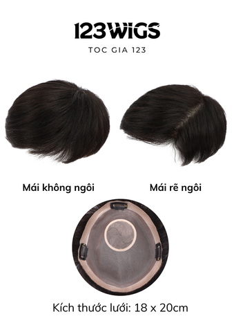 Mái phủ đỉnh nam TÓC THẬT che phủ đỉnh đầu, che hói, bạc 2 kiểu dáng 11175