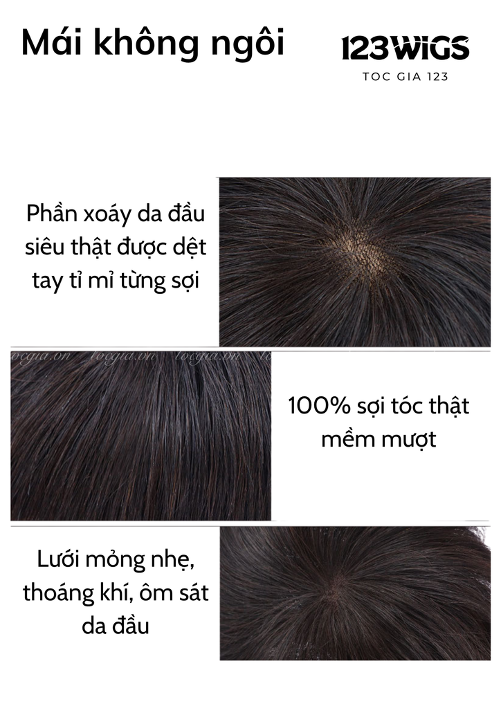 Mái phủ đỉnh nam tóc thật che phủ đỉnh đầu, che hói, bạc 2 kiểu dáng 11175