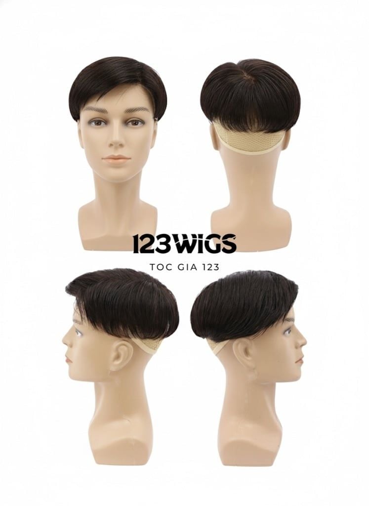Mái phủ đỉnh nam tóc thật che phủ đỉnh đầu, che hói, bạc 2 kiểu dáng 11175