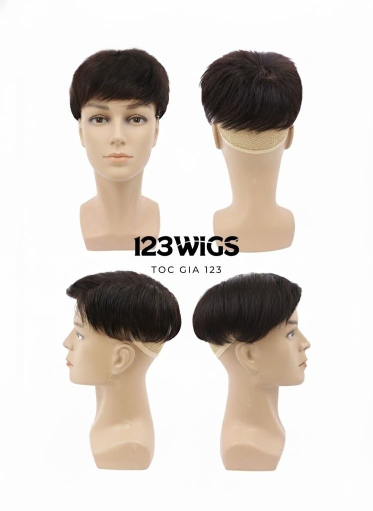 Mái phủ đỉnh nam tóc thật che phủ đỉnh đầu, che hói, bạc 2 kiểu dáng 11175