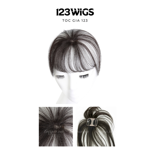 Tóc giả mái kẹp 3D 80% tóc thật lưới chữ nhật (2 kẹp) SMP1003