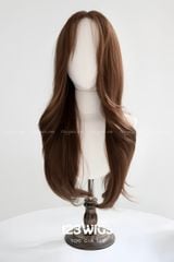 Bộ tóc giả nguyên đầu lưới Da LACE U2 Mái bay - Dài ngang lưng - Xoăn lơi - Màu nâu vàng 51181