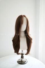 Bộ tóc giả nguyên đầu lưới Da LACE U2 Mái bay - Dài ngang lưng - Xoăn lơi - Màu nâu vàng 51181
