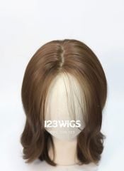 Bộ tóc giả nguyên đầu lưới Da LACE U2 Mái bay - Dài ngang lưng - Xoăn lơi - Màu nâu vàng 51181