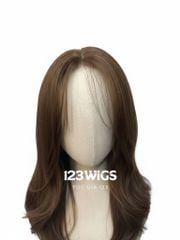 Bộ tóc giả nguyên đầu lưới Da LACE U2 Mái bay - Dài ngang lưng - Xoăn lơi - Màu nâu vàng 51181