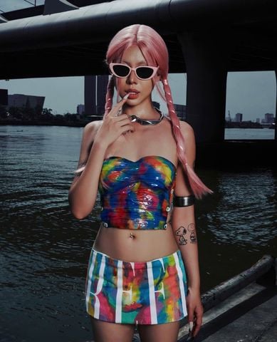 TATICHU - Tóc nguyên đầu siêu da LƯỚI LACE mái bay - Thẳng dài ngang lưng - Màu hồng khói - SL1012 TATICHU