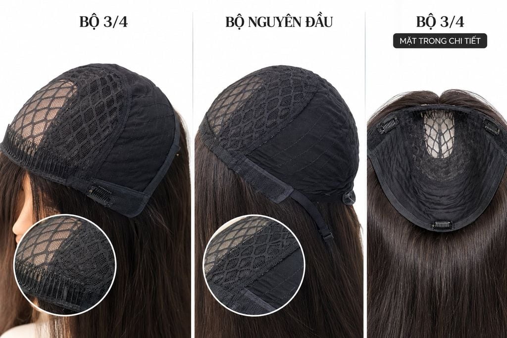 Tóc thật 3/4 có da đầu 5988