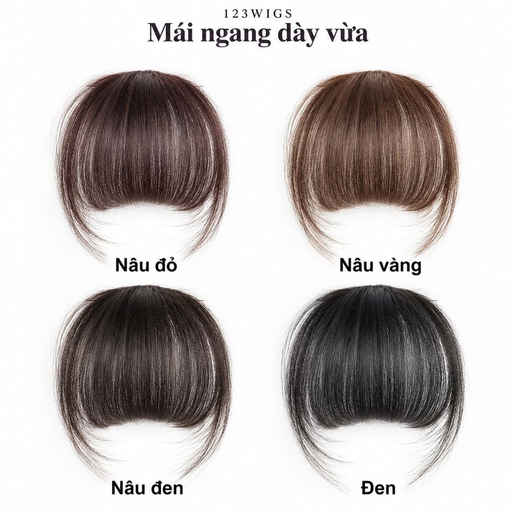 Mái ngang - Mái ngố dày vừa tóc thật MN2