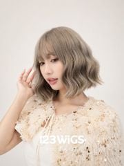 Tóc giả nguyên đầu - Bob xoăn lơi - Mái ngang - Xám khói be - MS1004