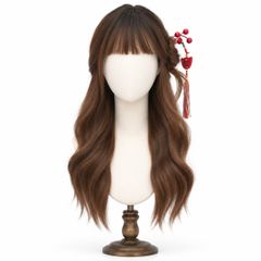 Tóc giả nguyên đầu - Xoăn gợn - Ombre nâu vàng - MS1009
