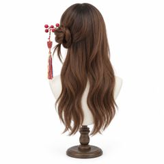 Tóc giả nguyên đầu - Xoăn gợn - Ombre nâu vàng - MS1009