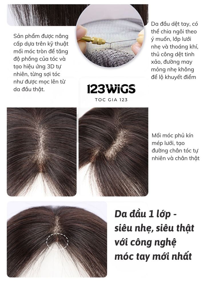 Mái che phủ đỉnh đầu tóc thật lưới voan siêu mỏng - 2 kiểu dáng mới 11170