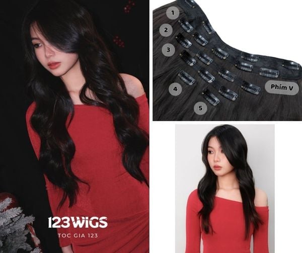 Bộ tóc kẹp 6 phím tơ cao cấp SK1007