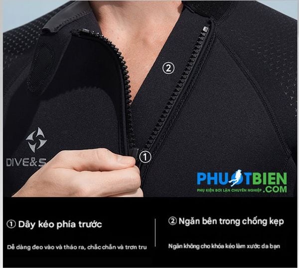 Wetsuit bơi lặn giữ nhiệt nữ Dive&Sail 2mm