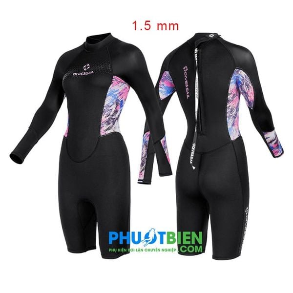 Wetsuit bơi lặn giữ nhiệt nữ Dive&Sail 1.5 mm