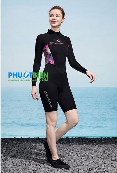 Wetsuit bơi lặn giữ nhiệt nữ Dive&Sail 1.5 mm