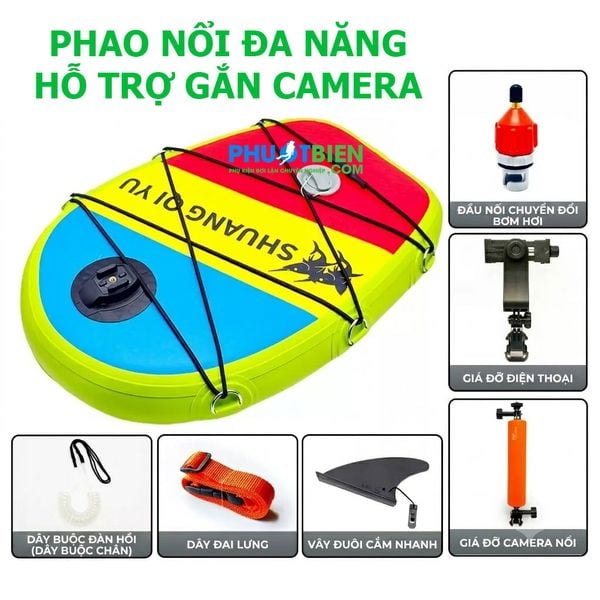 Phao bơi bơm hơi đa năng có thiết bị gắn camera hành trình quay video