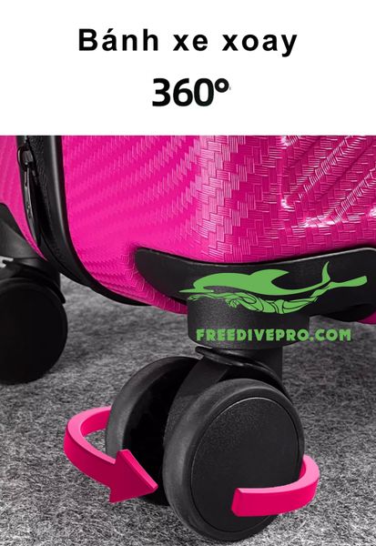 Hộp Vali fins box đựng chân nhái lặn freedive 4 bánh xe frenzel