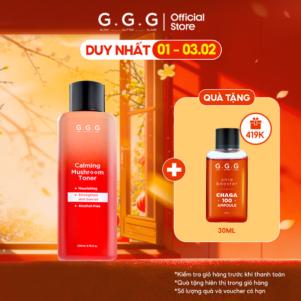  Toner Nấm Chaga Không Cồn Hỗ Trợ Cấp ẩm Dịu Da - G.G.G Calming Mushroom Toner 200ml 
