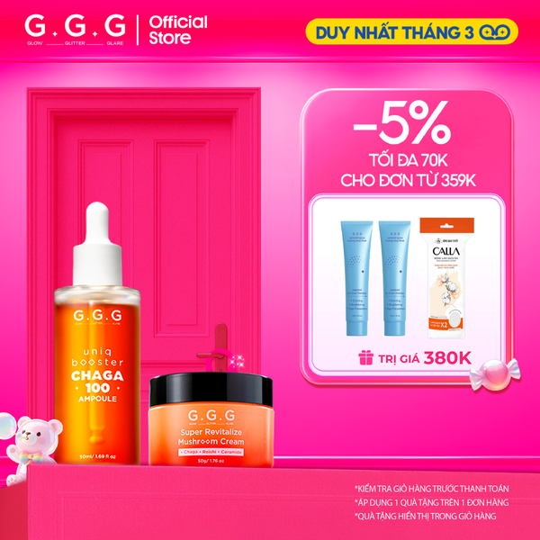  Combo 1 Tinh Chất Booster Nấm G.G.G 50ml + 1 Kem Nấm G.G.G 50g 