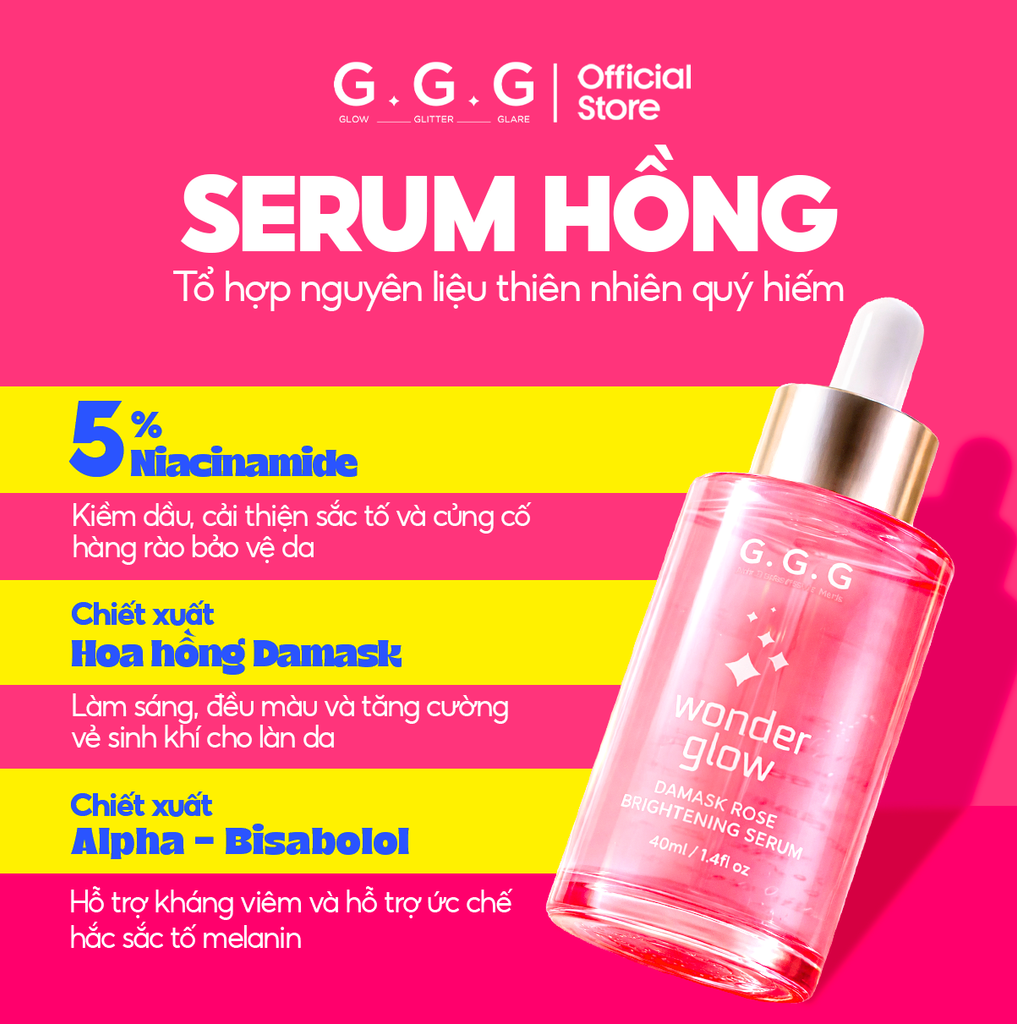 Serum Hồng Dưỡng Sáng, Căng Bóng, Ẩm Mượt - G.G.G Wonder Glow Brightening Serum 40ml