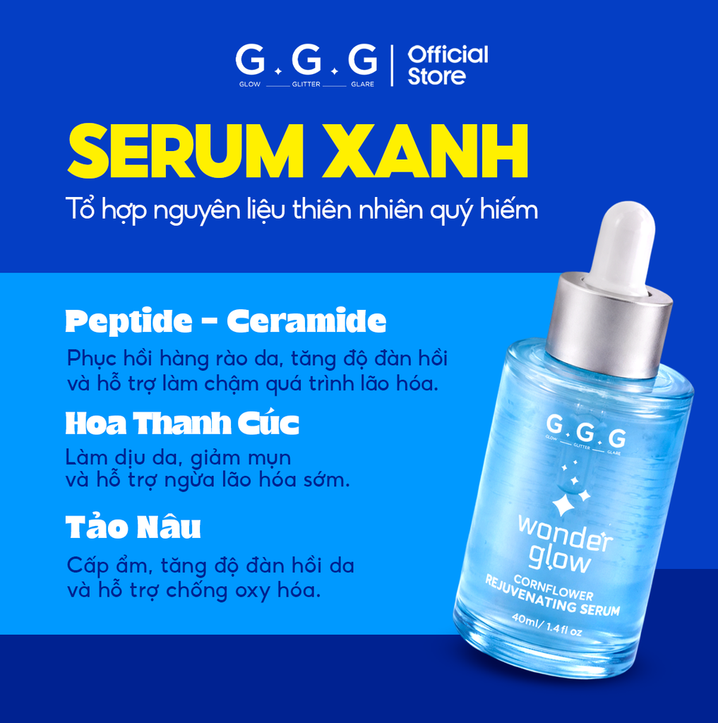 Serum Xanh Cấp ẩm, Ngăn ngừa lão hóa - G.G.G Wonder Glow Rejuvenating Serum 40ml