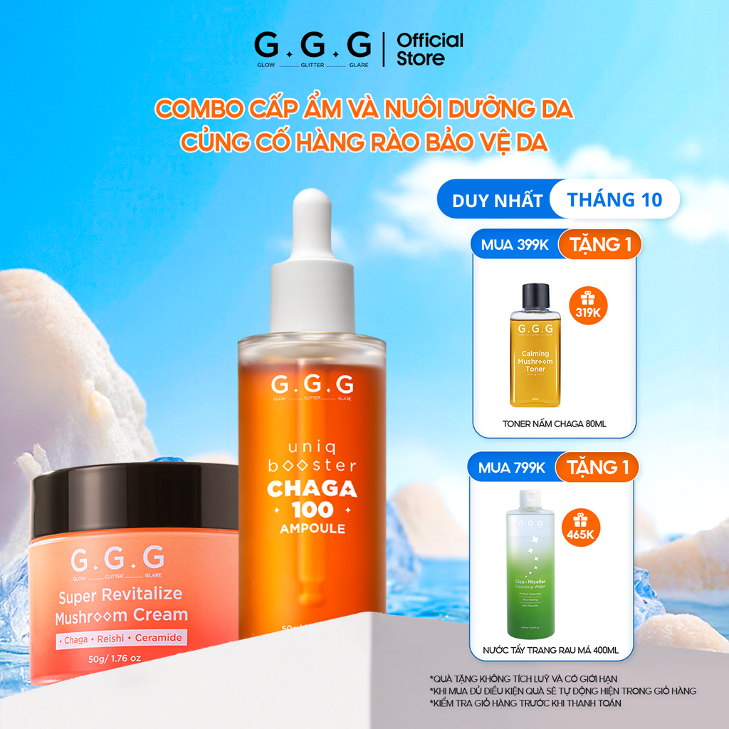 Combo 1 Tinh Chất Booster Nấm G.G.G 50ml + 1 Kem Nấm G.G.G 50g
