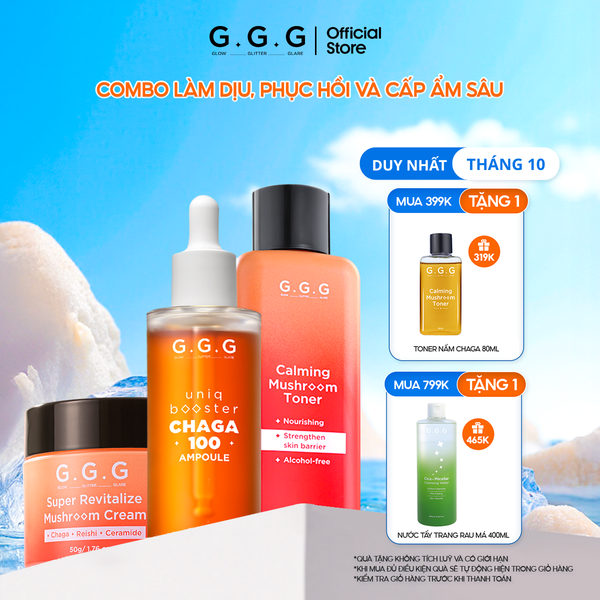 Combo Dưỡng Da Toàn Diện Giúp Cấp ẩm và Làm Dịu Da Tức Thì - G.G.G Chaga Mushroom Set