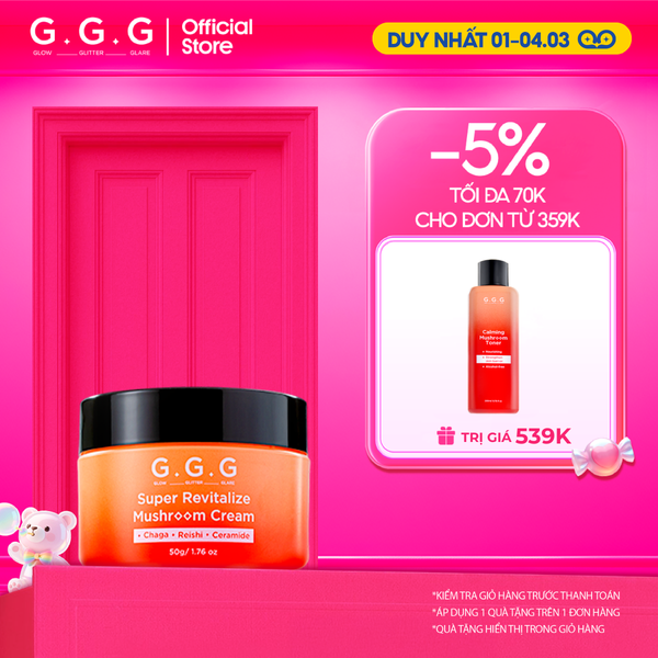  Kem Nấm Chaga Hỗ Trợ Làm Dịu Da Và Cấp Ẩm Chuyên Sâu - G.G.G Super Revitalize Mushroom Cream 50g 