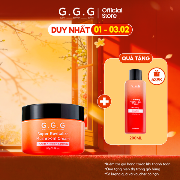 Kem Nấm Chaga Hỗ Trợ Làm Dịu Da Và Cấp Ẩm Chuyên Sâu - G.G.G Super Revitalize Mushroom Cream 50g 