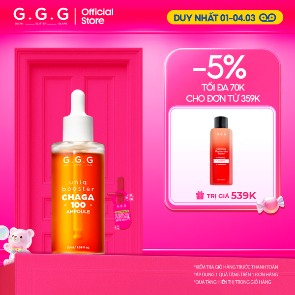  Booster Nấm Chaga, Tinh Chất Ampoule Cấp Ẩm Sâu Làm Dịu & Phục Hồi Da Tức Thì - GGG Uniq Booster Chaga 50ml 
