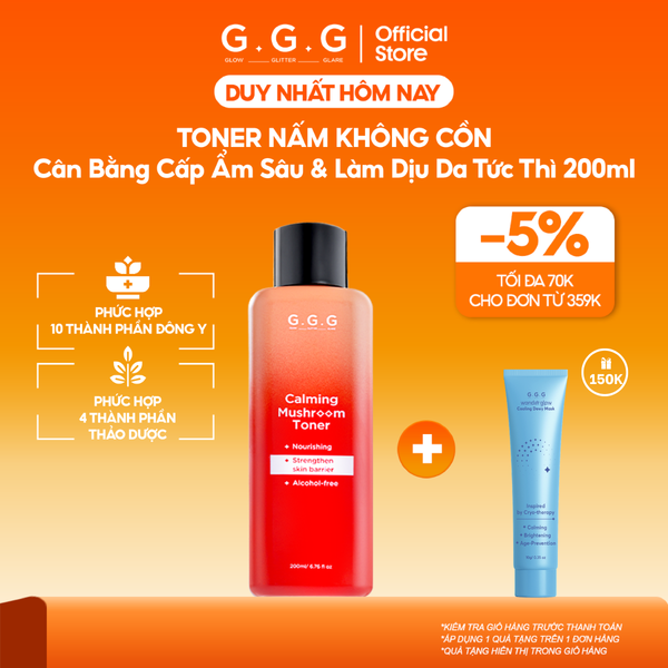  Toner Nấm Chaga Không Cồn Hỗ Trợ Cấp ẩm Dịu Da - G.G.G Calming Mushroom Toner 200ml 
