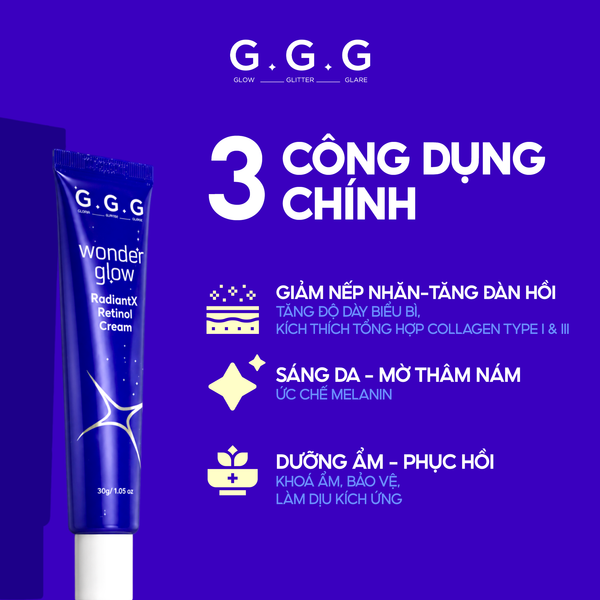 [MỚI RA MẮT] Kem Dưỡng Retinol 0.5% Giúp Mờ Nếp Nhăn, Dưỡng Sáng Da và Ngăn Ngừa Mụn G.G.G Wonder RadiantX Retinol 30gr