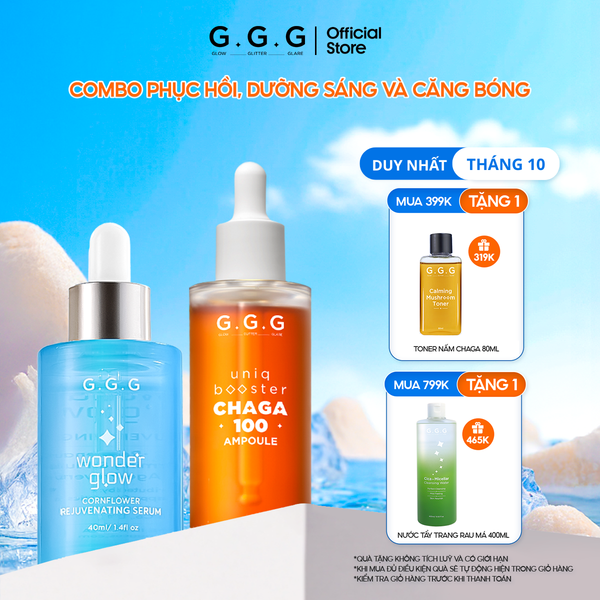 Combo 1 Tinh Chất Booster Nấm G.G.G 50ml 1 Tinh Chất Cấp Ẩm Sâu Trẻ Hoá Da G.G.G 40ml