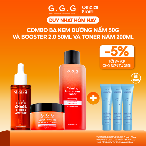  Combo Dưỡng Da Toàn Diện Giúp Cấp ẩm và Làm Dịu Da Tức Thì - G.G.G Chaga Mushroom Set 