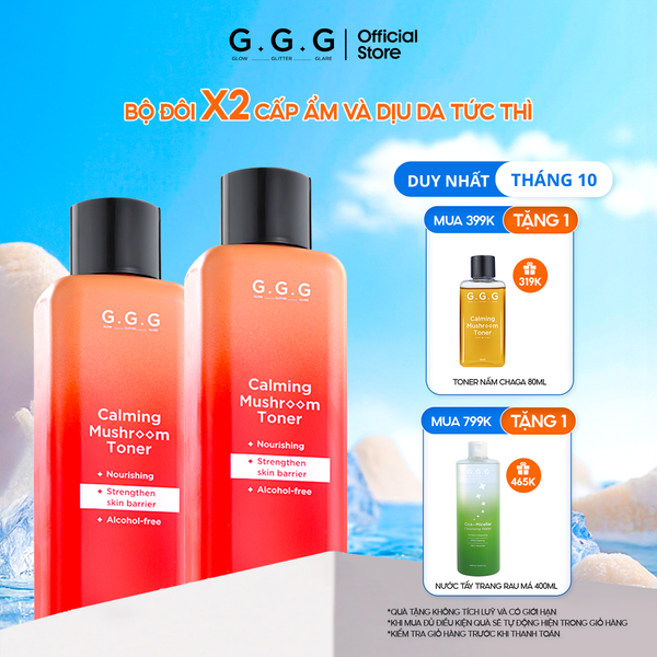  Combo 2 Toner Nấm Không cồn Cấp ẩm Dịu da tức thì - G.G.G Calming Mushroom Toner 200ml 