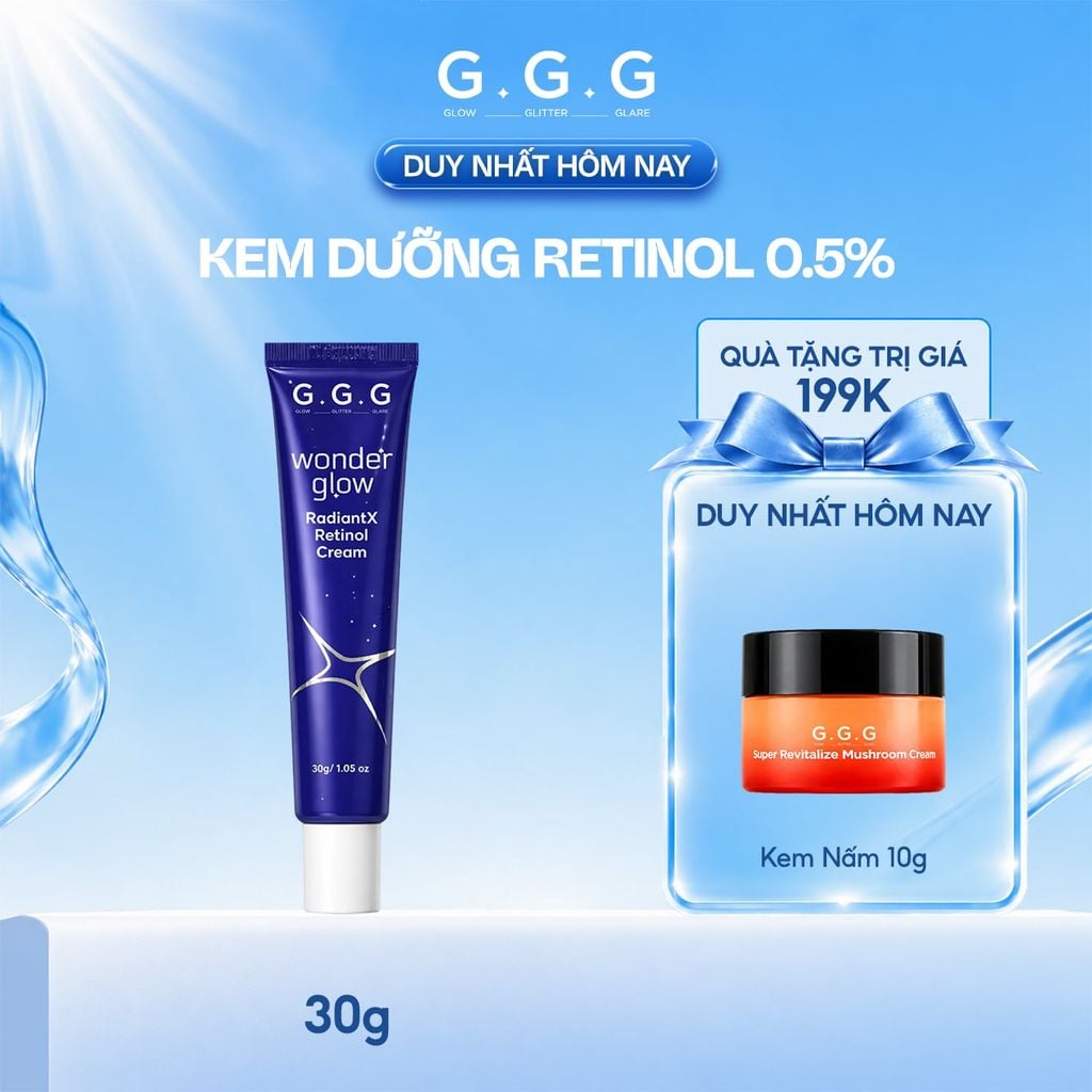 Kem Dưỡng Retinol 0.5% G.G.G - Mờ Nếp Nhăn, Dưỡng Trắng Sáng Làm Đều Màu Da & Ngăn Ngừa Mụn G.G.G Wonder RadiantX Retinol 30gr