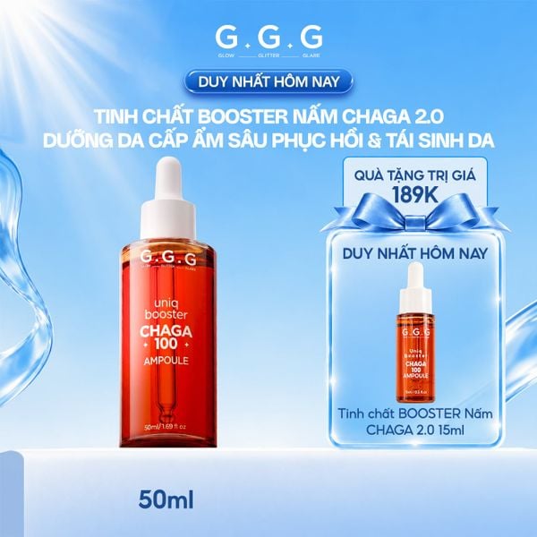 [MỚI] Booster Nấm Chaga 2.0 Giúp Cấp Ẩm Sâu Làm Dịu, Phục Hồi Da Tức Thì Và Dưỡng Sáng Da - GGG Uniq Booster Chaga 50ml