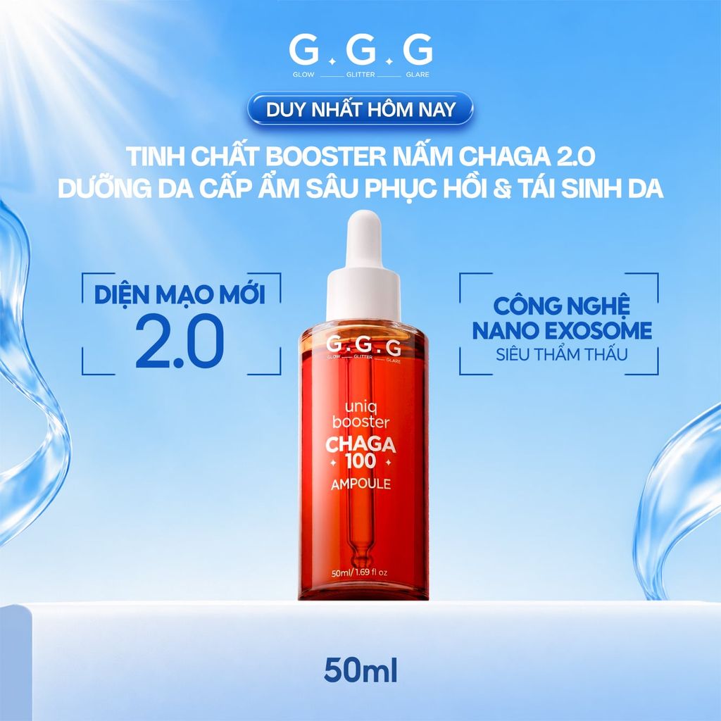 [SPD]  Booster Nấm Chaga 2.0 Giúp Cấp Ẩm Sâu Làm Dịu, Phục Hồi Da Tức Thì Và Dưỡng Sáng Da - GGG Uniq Booster Chaga 50ml