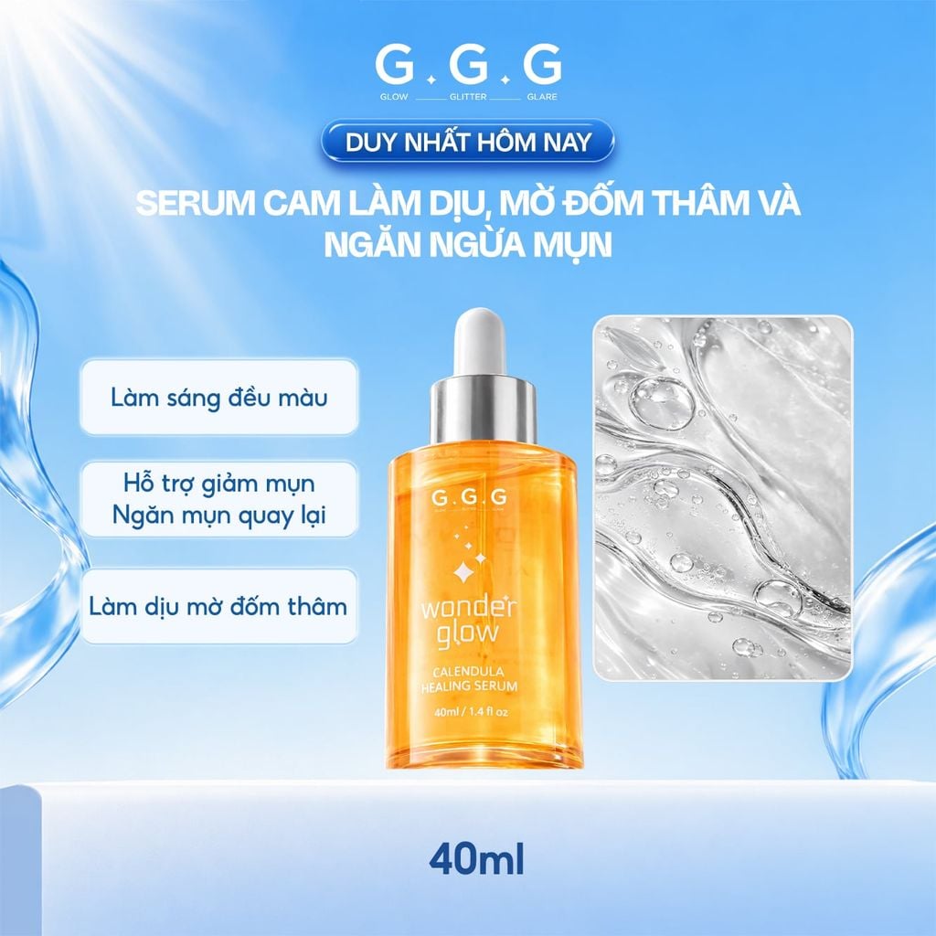 [SPD] Serum Cam Dưỡng Sáng, Ngừa Mụn, Mờ Thâm Mụn - G.G.G Wonder Glow Healing Serum 40ml